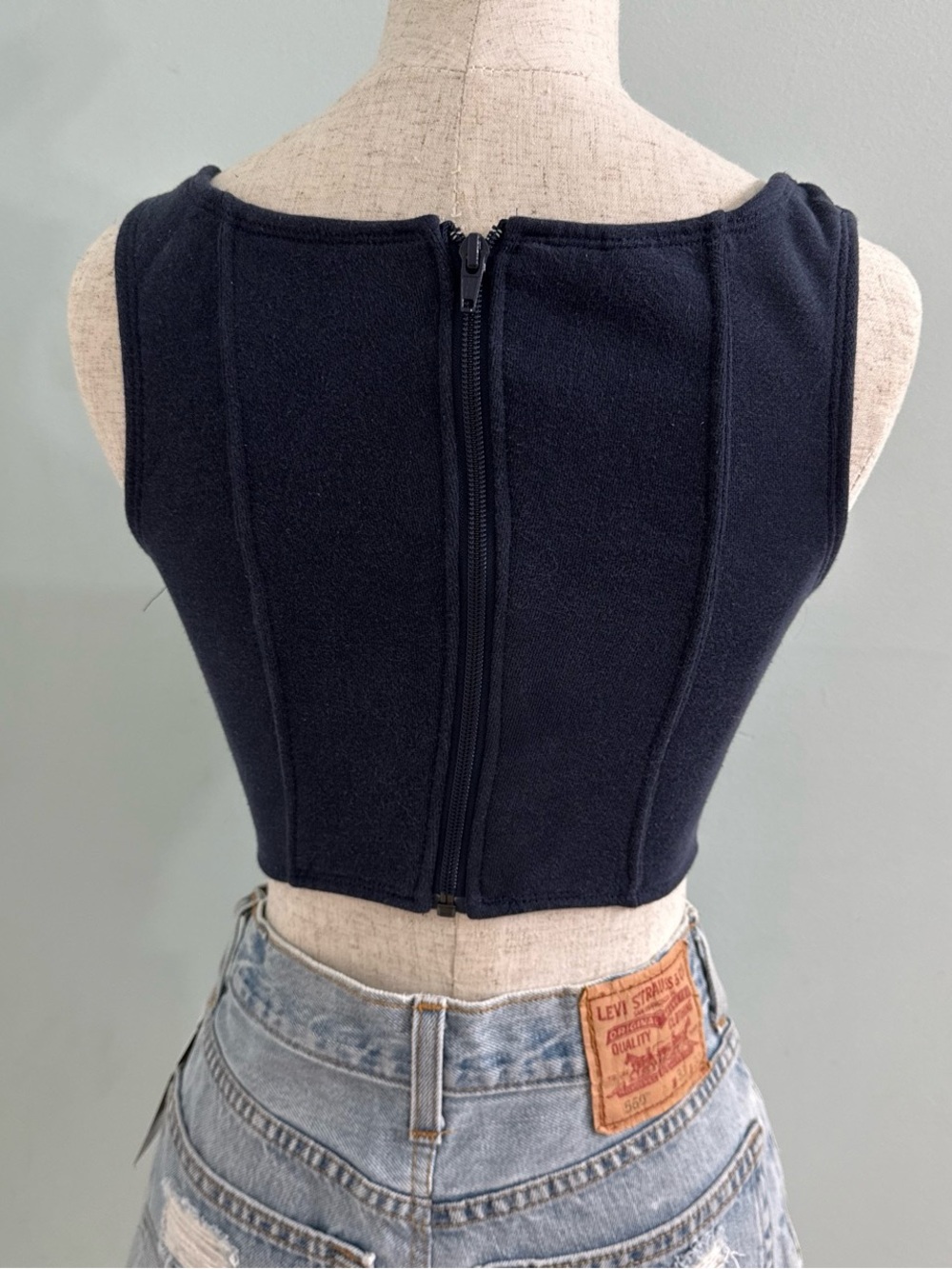 Y2K Ralph Lauren Polo Custom Corset Bustier Top Navy Blue XS - Picture 3 of 5